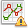 broken line graph a warning icon