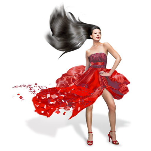 girl wearing a red dress icon