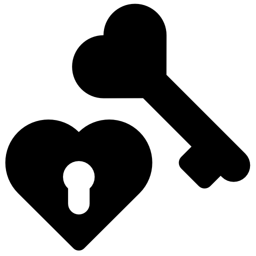 heart shaped key and lock icon